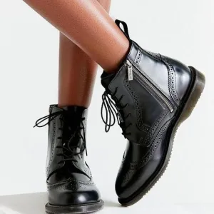 NWOT Dr Martens Delphine Boots Black Leather Women’s Size 8 US 39 EU