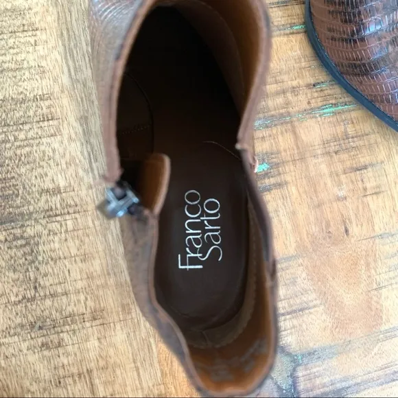 NWOT Franco Sarto Nico Booties Women's Brown Snake Print Faux Leather Size 8.5