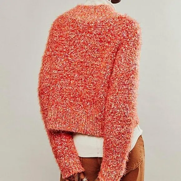 NWOT Free People Stardust Pullover in Scarlet Flame Combo