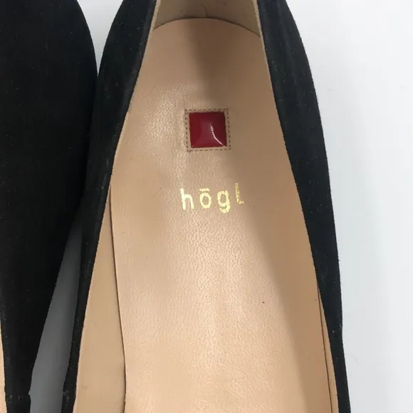 NWOT Hogl Femality Ballerina Flat Shoe Suede Outer Leather Inner Imported Black