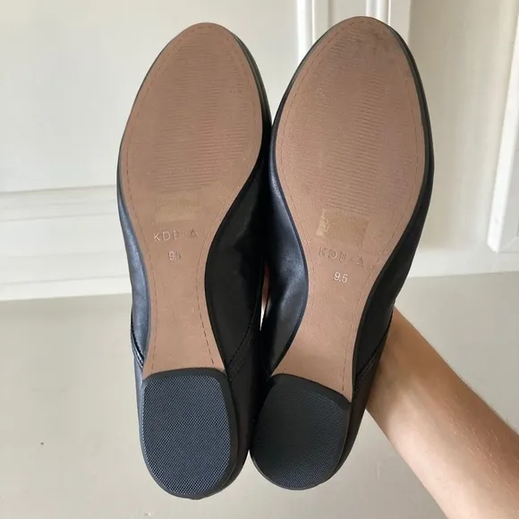 NWOT Kelsi Dagger Anthropologie Painter Black Leather Flats Sz 7.5