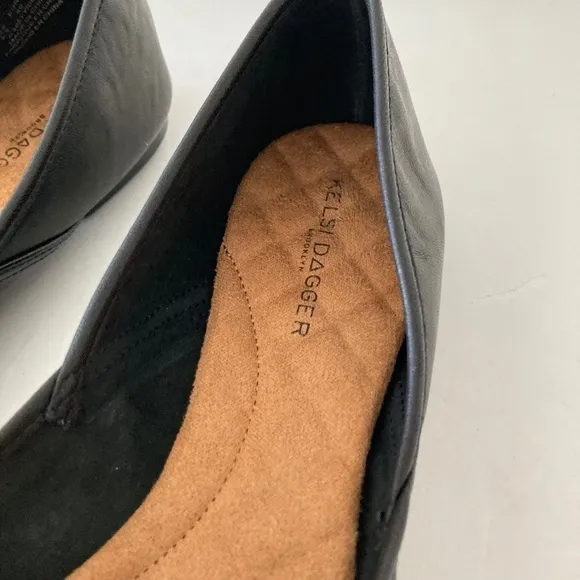 NWOT Kelsi Dagger Anthropologie Painter Black Leather Flats Sz 7.5