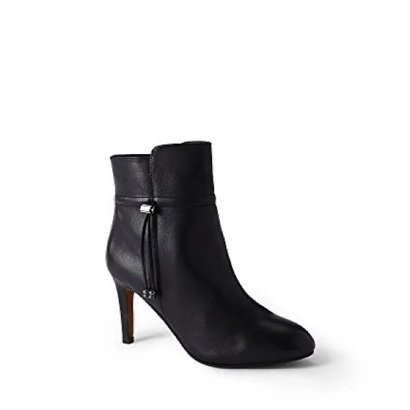 NWOT Lands’ End Black Leather Heeled Ankle Boots