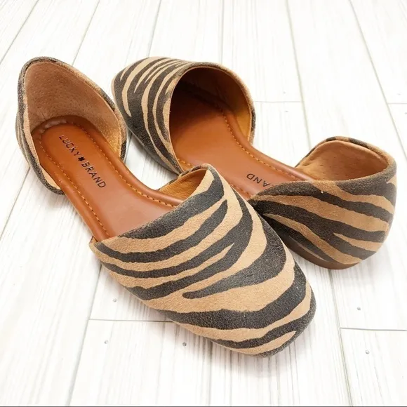 🌸🌼NWOT Lucky Brand Drowe d'Orsay Flats Natural Tiger