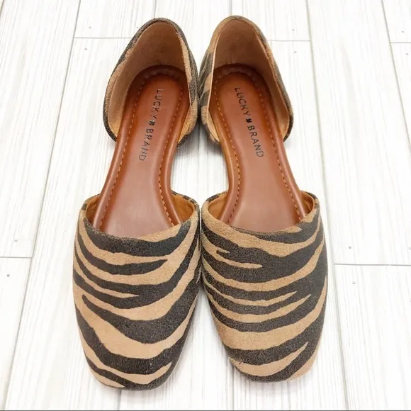 🌸🌼NWOT Lucky Brand Drowe d'Orsay Flats Natural Tiger