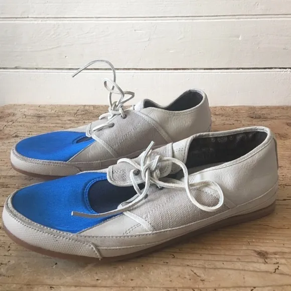 NWOT New! PF Flyers Gray   Blue Lace Up Suede Neoprene Boat Shoe Sneakers 11