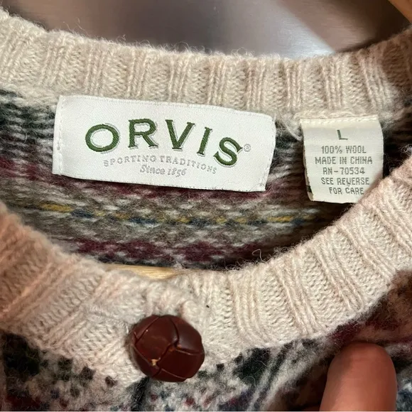 NWOT Orvis 100% New Wool Sweater Classic Cardigan