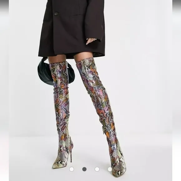 NWOT | Steve Madden Viktory Over the Knee Heeled Boots in Rainbow Snake