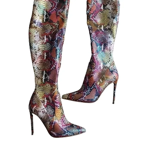 NWOT | Steve Madden Viktory Over the Knee Heeled Boots in Rainbow Snake