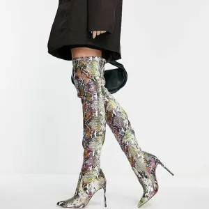 NWOT | Steve Madden Viktory Over the Knee Heeled Boots in Rainbow Snake