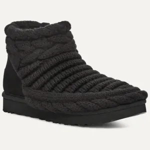 NWOT UGG CLASSIC MINI CHUNKY KNIT BLACK CARDY BOOT  Women's