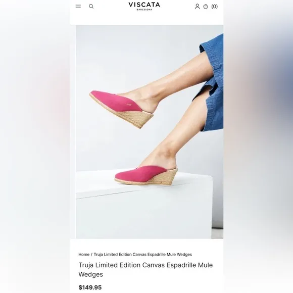 NWOT Viscata Barcelona Fuchsia Truja Mule espadrille wedges Canvas