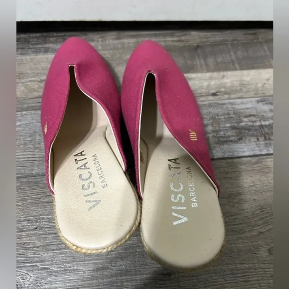 NWOT Viscata Barcelona Fuchsia Truja Mule espadrille wedges Canvas
