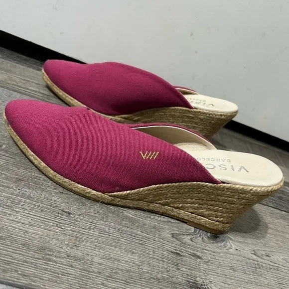 NWOT Viscata Barcelona Fuchsia Truja Mule espadrille wedges Canvas