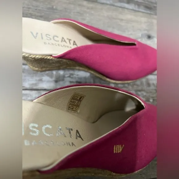 NWOT Viscata Barcelona Fuchsia Truja Mule espadrille wedges Canvas