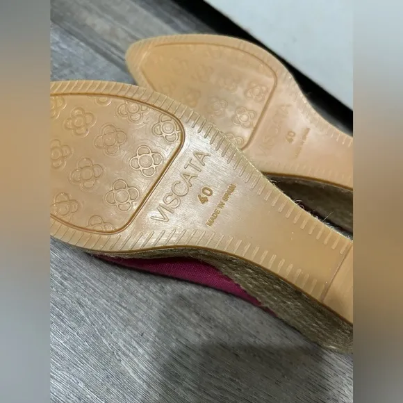 NWOT Viscata Barcelona Fuchsia Truja Mule espadrille wedges Canvas