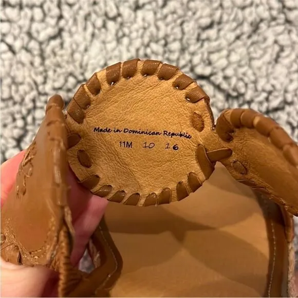 NWOT Jack Rogers Shelby Espadrille Tan Leather Wedge Slide Sandals