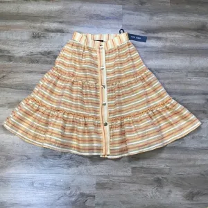 Nwt Amber Sakai Skirt Layered Tiered Ruffle Striped Orange Size XS