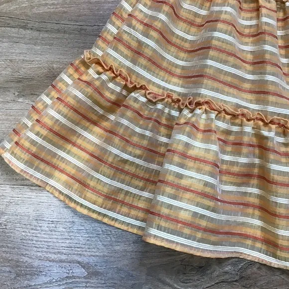 Nwt Amber Sakai Skirt Layered Tiered Ruffle Striped Orange Size XS