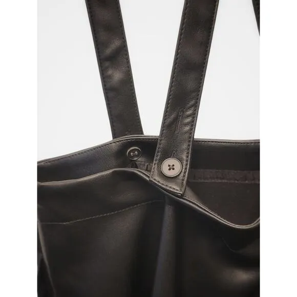 NWT Anthropologie Black Faux Leather Pinafore Skirt - Size 8