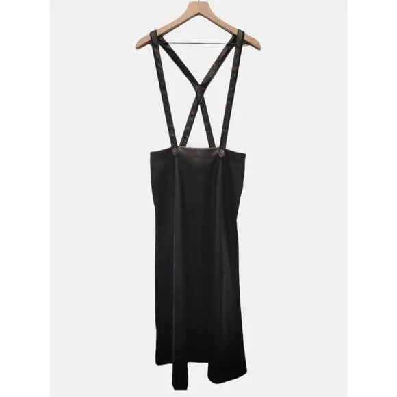 NWT Anthropologie Black Faux Leather Pinafore Skirt - Size 8