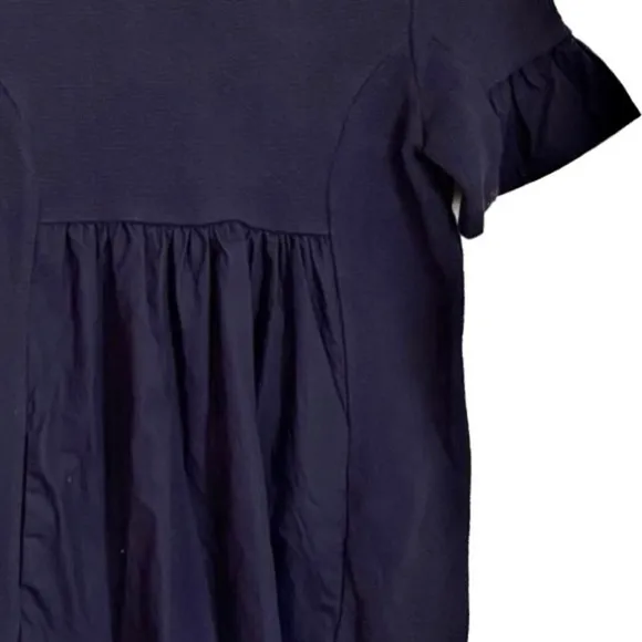 NWT Anthropologie Blue Cotton Short Sleeve Dress sleeves pocket Size XS babydoll