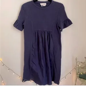 NWT Anthropologie Blue Cotton Short Sleeve Dress sleeves pocket Size XS babydoll