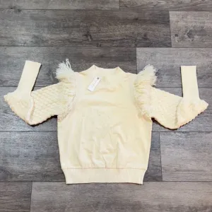 NWT Anthropologie Dolan Fringed Sweater Fringe Knit Ivory Pullover Textured XS