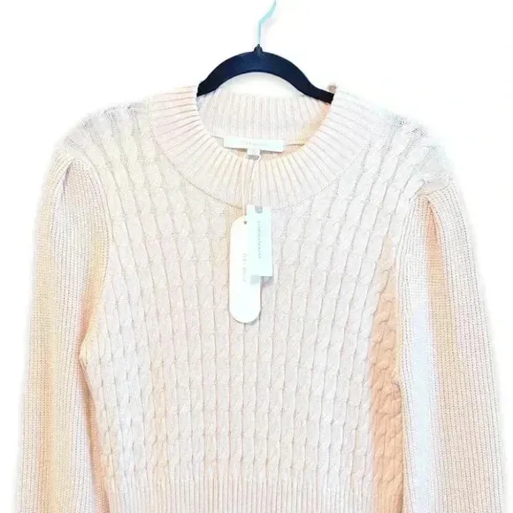 NWT Anthropologie Flat White Ruffled Knit Mini White Ivory Sweater Dress