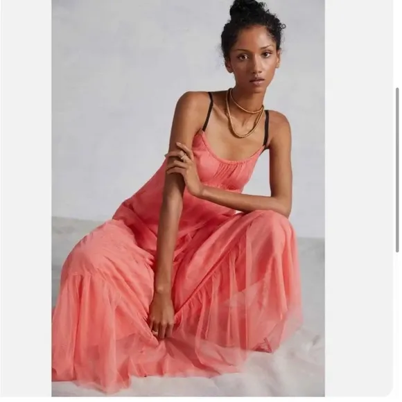 NWT Anthropologie MAEVE Tulle Maxi Dress M
