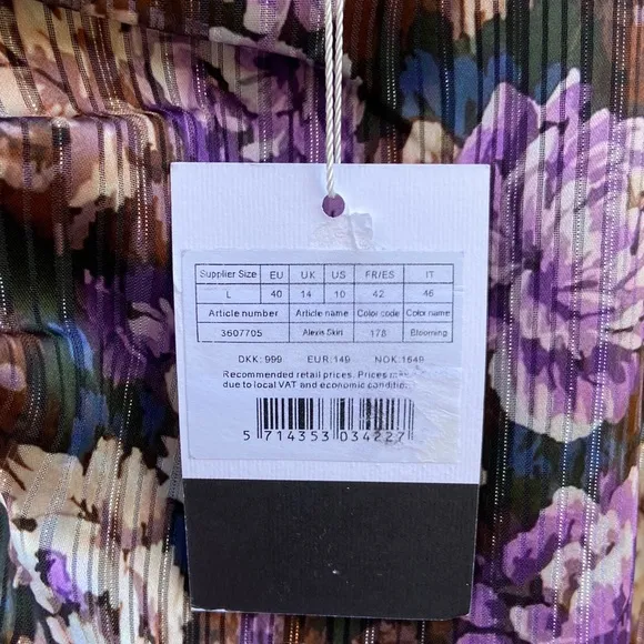 NWT Birgitte Herskind Alexis Ruched Floral Midi Skirt Women's Size 10