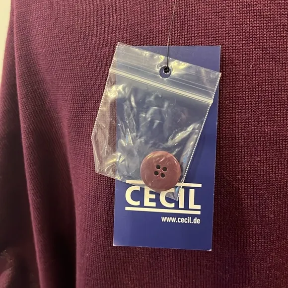 NWT Cecil Germany fine knit cowl neck sweater eggplant purple M