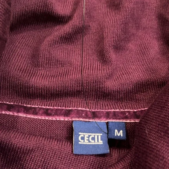 NWT Cecil Germany fine knit cowl neck sweater eggplant purple M