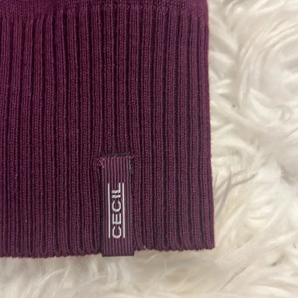 NWT Cecil Germany fine knit cowl neck sweater eggplant purple M
