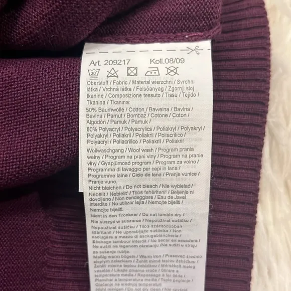 NWT Cecil Germany fine knit cowl neck sweater eggplant purple M