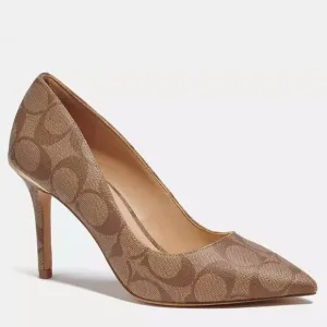 NWT COACH Women Heel Wiley Pump In Signature Canvas - size 7.5 US