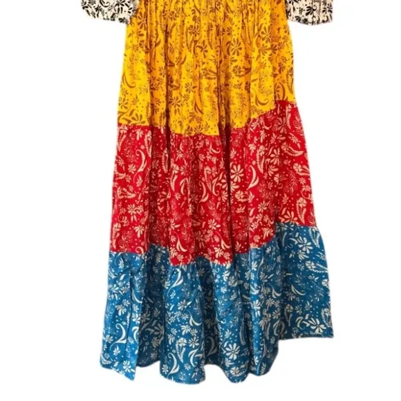 NWT Coolchange Boho Smocked Bodice Off-Shoulder Tiered Midi/Maxi Dress sz Small