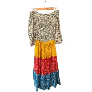 NWT Coolchange Boho Smocked Bodice Off-Shoulder Tiered Midi/Maxi Dress sz Small