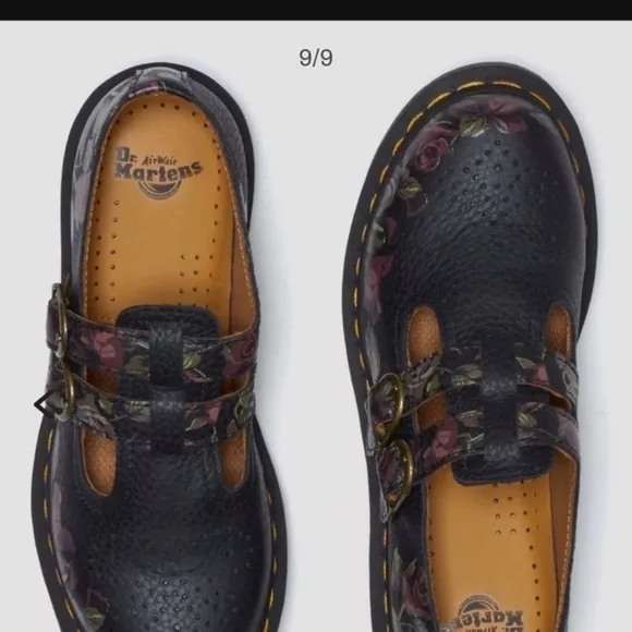 NWT Dr. Martens 8065 Decayed Roses Nappa Leather Mary Jane Shoes