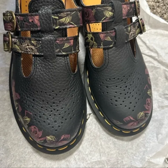 NWT Dr. Martens 8065 Decayed Roses Nappa Leather Mary Jane Shoes