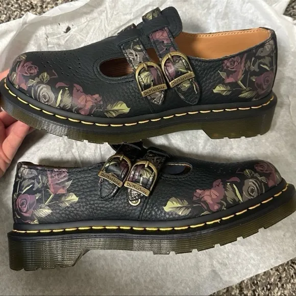 NWT Dr. Martens 8065 Decayed Roses Nappa Leather Mary Jane Shoes