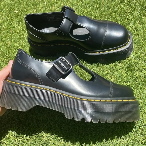 NWT DR MARTENS Bethan Polished Smooth Leather Platform Shoes!