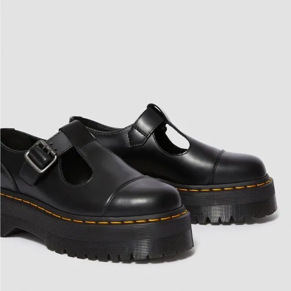 NWT DR MARTENS Bethan Polished Smooth Leather Platform Shoes!