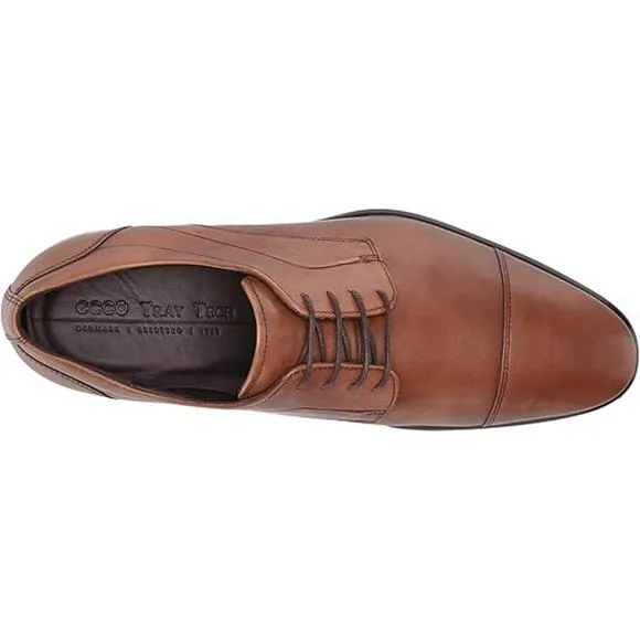 NWT ECCO mens Melbourne Tie Oxford, Amber, 6-6.5 US