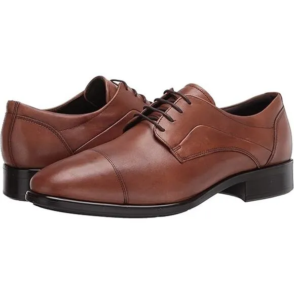 NWT ECCO mens Melbourne Tie Oxford, Amber, 6-6.5 US