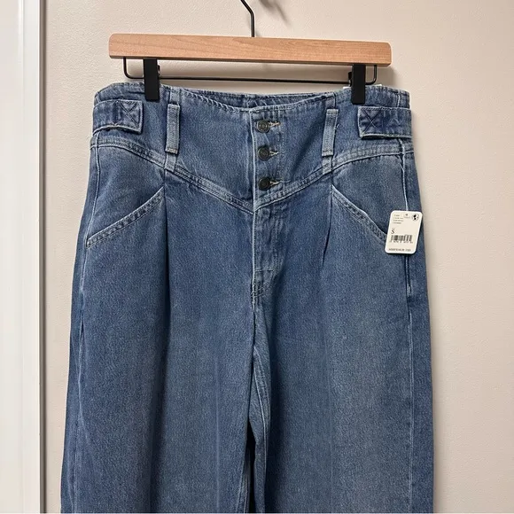 NWT Free People Super Sweeper Wide-Leg High Rise Denim Jeans Women’s Size Small