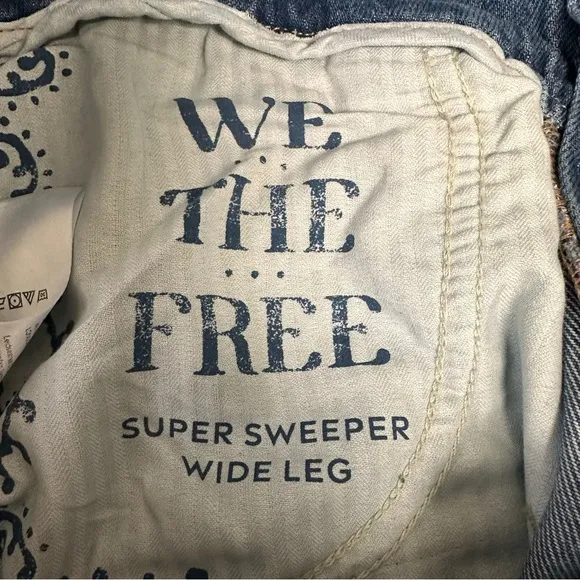 NWT Free People Super Sweeper Wide-Leg High Rise Denim Jeans Women’s Size Small