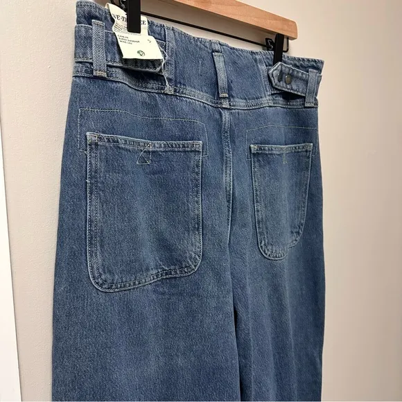 NWT Free People Super Sweeper Wide-Leg High Rise Denim Jeans Women’s Size Small