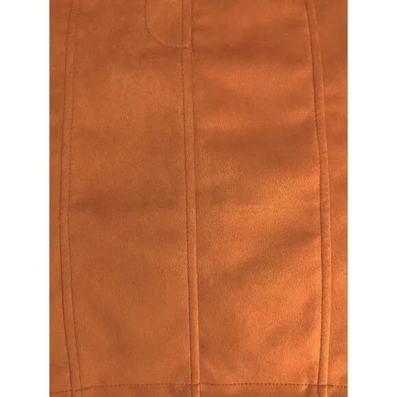 NWT French Connection Bahati Faux Suedette Mini Skirt in Golden Oak, Size 6