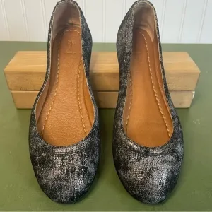 NWT Frye CARSON Ballet Flats in Silver/Gunmetal Leather